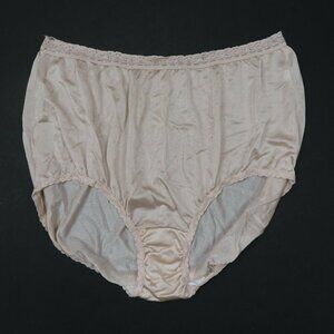 Vintage Just My Size JMS Womens 11 Solid Beige Lace Trim Panty Style 15763